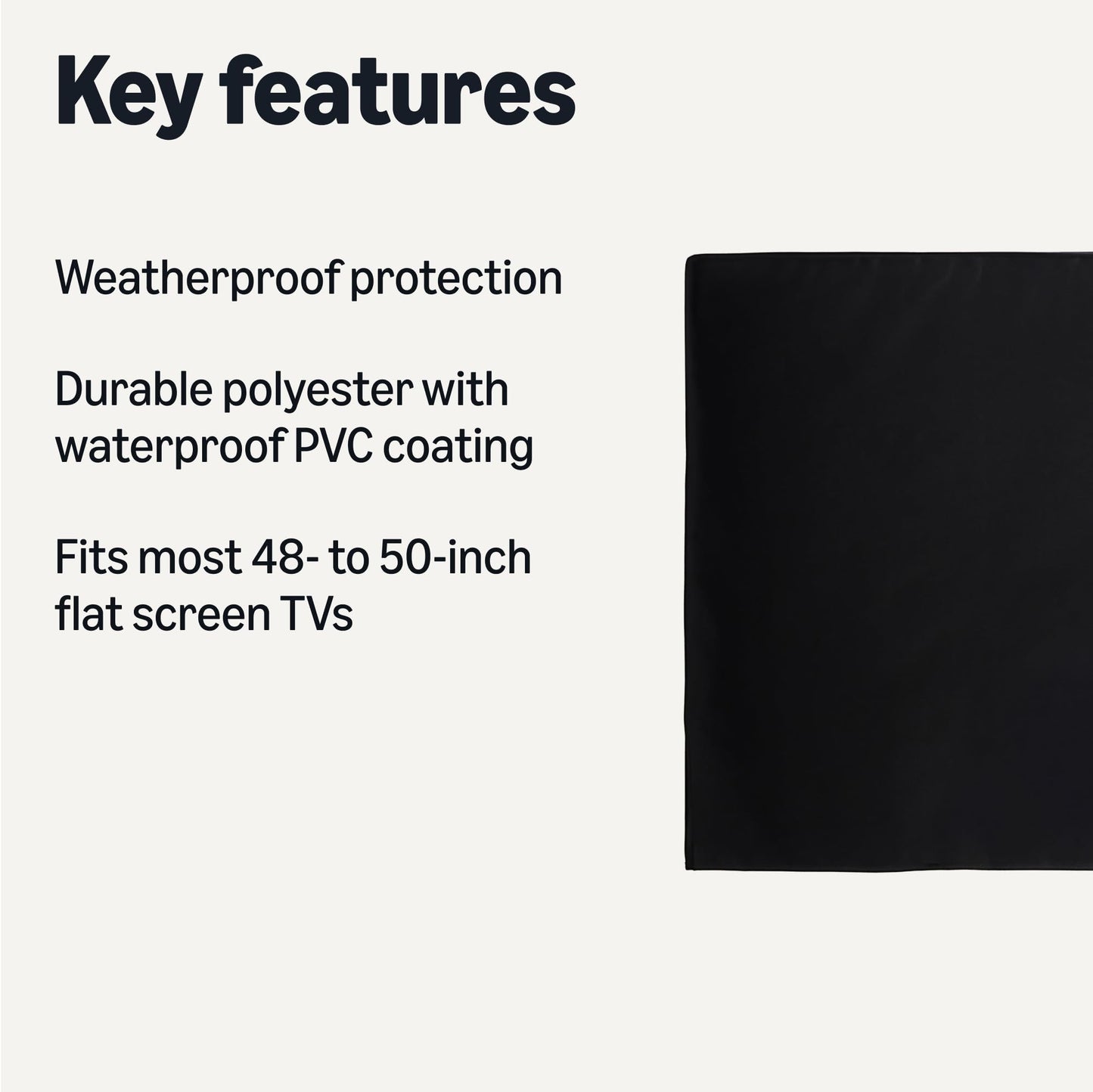 Amazon Basics Waterproof Outdoor TV Cover for 48" - 50" Flat Screen TVs, Fits up to 47"L x 29.7"H, Black