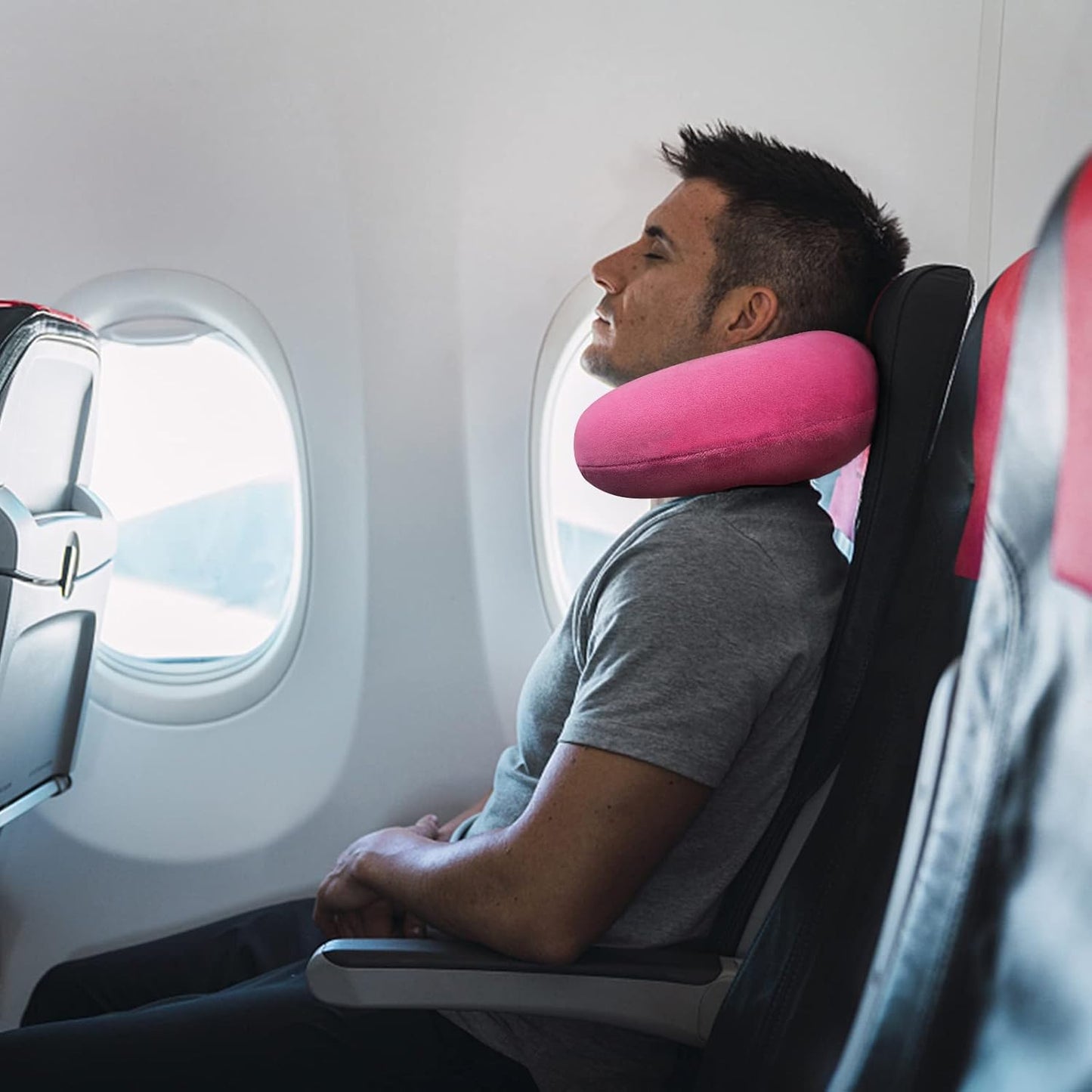 Schwarzes Reise-Nackenkissen Memory-Schaum Flugzeugkissen für Nacken- und Kopfstütze Weiches, tragbares U-förmiges Nackenkissen für Flugzeug, Auto und Heimbüro