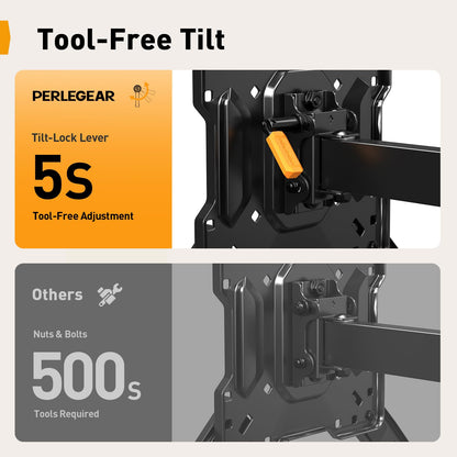 Perlegear Corner TV Wall Mount Long Arm TV Mount Bracket for 37-75 Inch TVs-Full Motion Wall Mount with 32.37” Extension & Swivel Articulating Arm & Tilt, MAX VESA 600x400mm, Holds up to 100 lbs