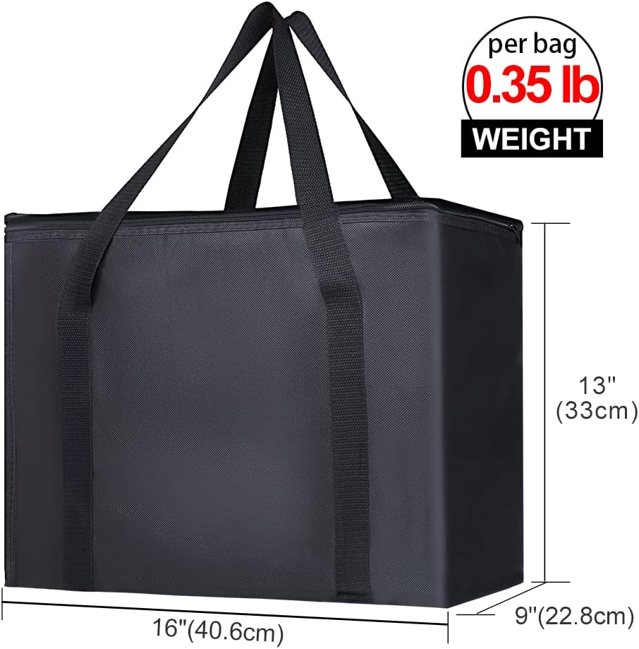 Bodaon Isolierte Essensliefertasche - Warm- & Kalthaltetransporttasche, Catering/Doordash Pizzawärmer, Einkaufstasche, Kühltasche für Partys (Schwarz-Rot, 1 St.), Ideal für den Transport warmer Speisen