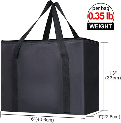 Bodaon Isolierte Essensliefertasche - Warm- & Kalthaltetransporttasche, Catering/Doordash Pizzawärmer, Einkaufstasche, Kühltasche für Partys (Schwarz-Rot, 1 St.), Ideal für den Transport warmer Speisen
