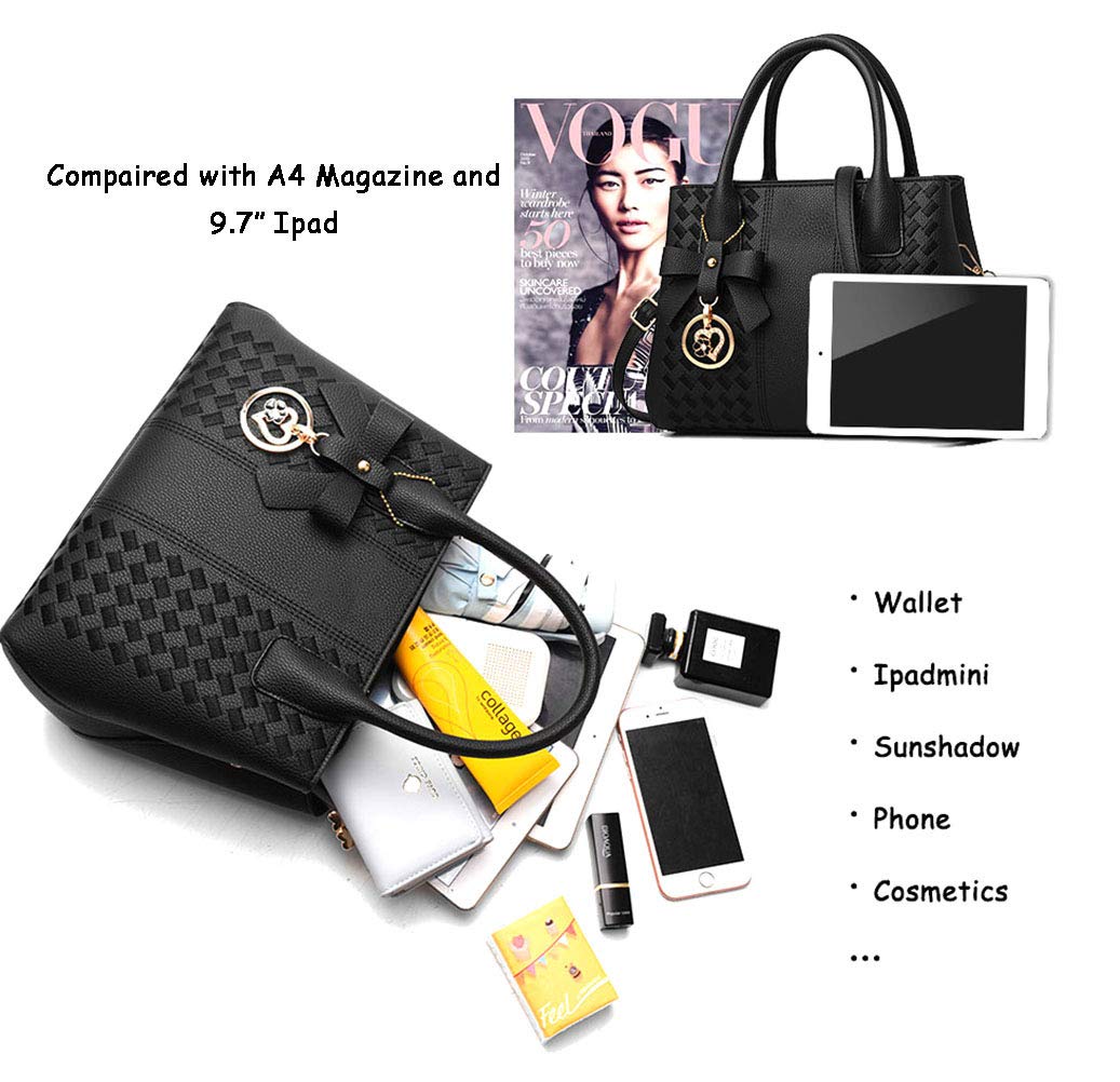 Jeniulet Geldbörsen und Handtaschen für Damen Mode Damen PU-Leder Top-Griff Satchel Schulter Tragetaschen Dunkelgrau 10.2" x 3.9" x 7.9"