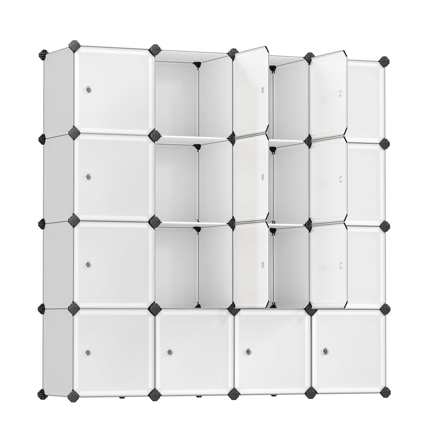 SONGMICS Cube Storage Organizer, Set of 16 Plastic Cubes, Closet Organizers and Storage, Room Organization, Bedroom Living Room, 12.2 x 48.4 x 48.4 Inches, Rustic Brown ULPC442A01