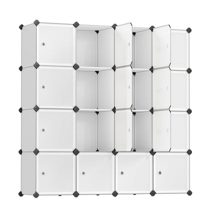 SONGMICS Cube Storage Organizer, Set of 16 Plastic Cubes, Closet Organizers and Storage, Room Organization, Bedroom Living Room, 12.2 x 48.4 x 48.4 Inches, Rustic Brown ULPC442A01