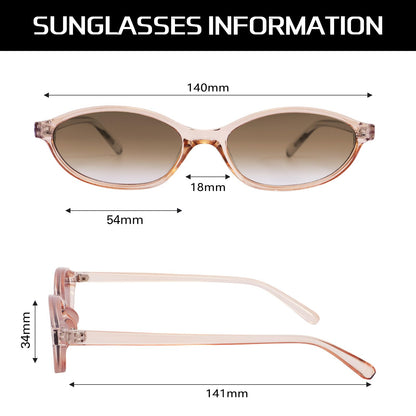 GUVIVI Retro Ovale Sonnenbrille für Damen Chic Cat Eye 90er Jahre Sonnenbrille Leichte Schmale Sonnenbrille Trendiger UV-Schutz Sonnenbrille