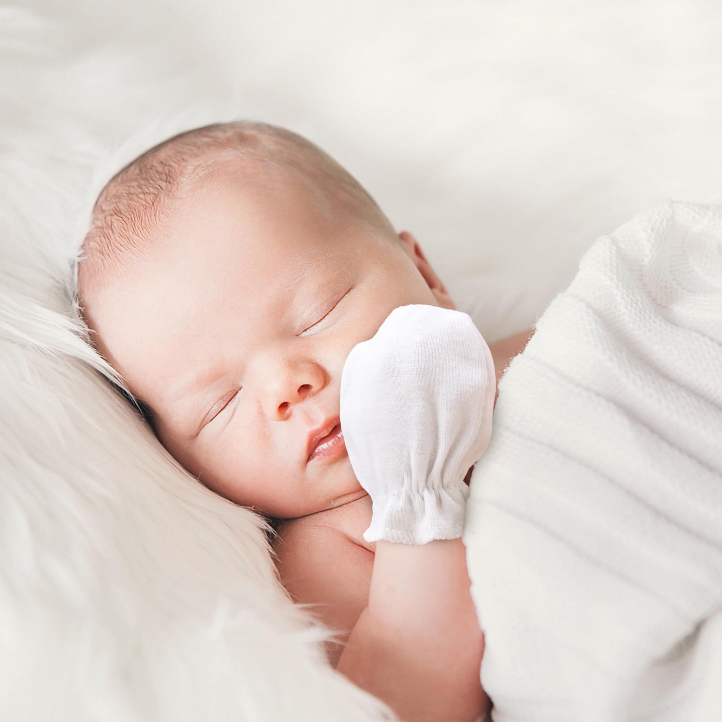 BQUBO Baby Fäustlinge Kratzschutz Handschuhe aus Baumwolle mit elastischem Bündchen Hypoallergen für Neugeborene und Babys von 0-6 Monaten Jungen und Mädchen