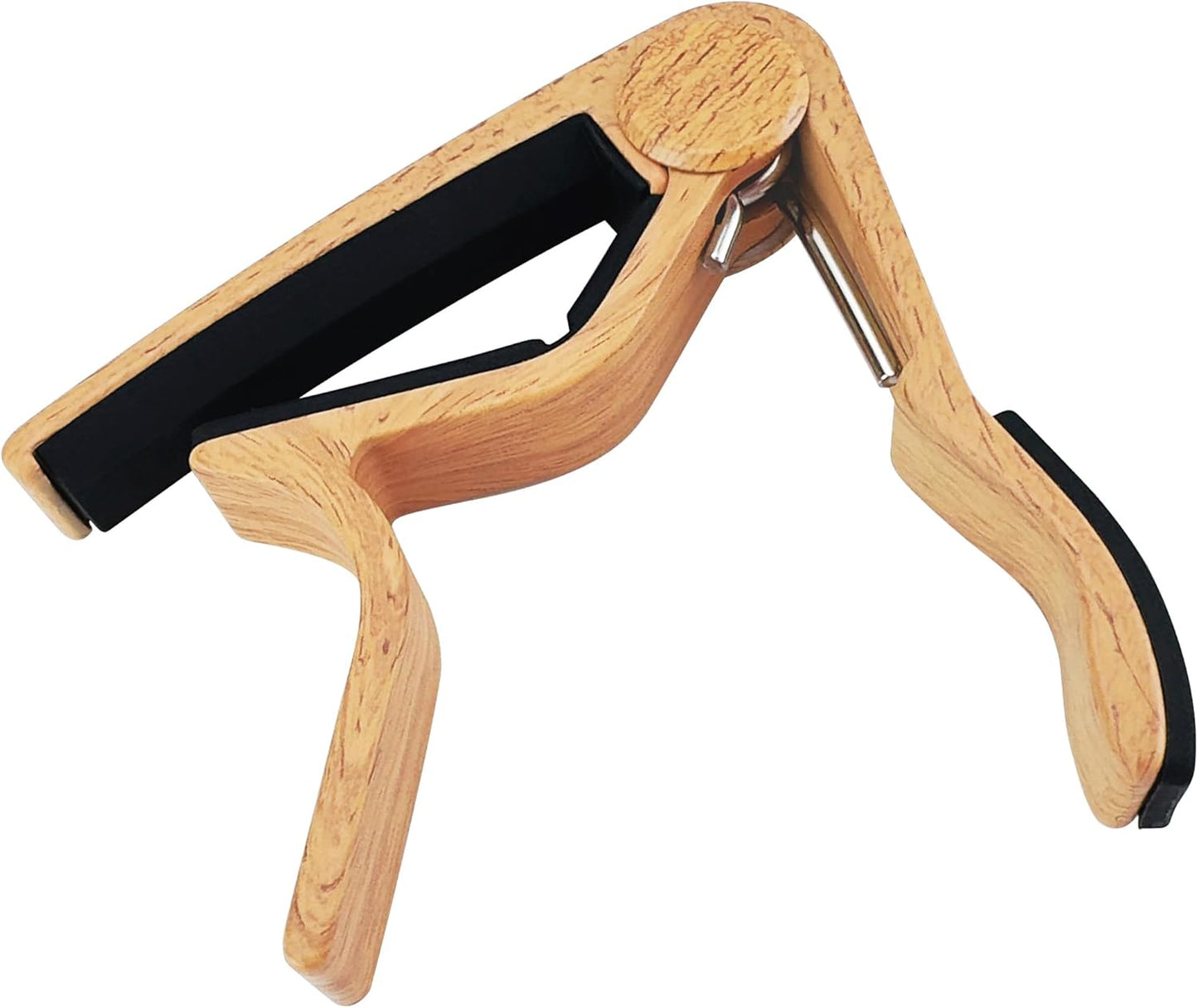 WINGO Kapodaster aus Holz für 6-saitige Akustik-E-Gitarren, Bässe, Ukulelen – Palisander, inkl. 5 Plektren