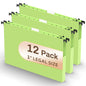 Extra Capacity Plastic Hanging File Folder, 12 Pack Reinforced Hang Folders Legal Size, Heavy Duty 1 Inch Expansion Filing Cabinet Folders, for Bulk Files, Medical Charts, Cream Yellow