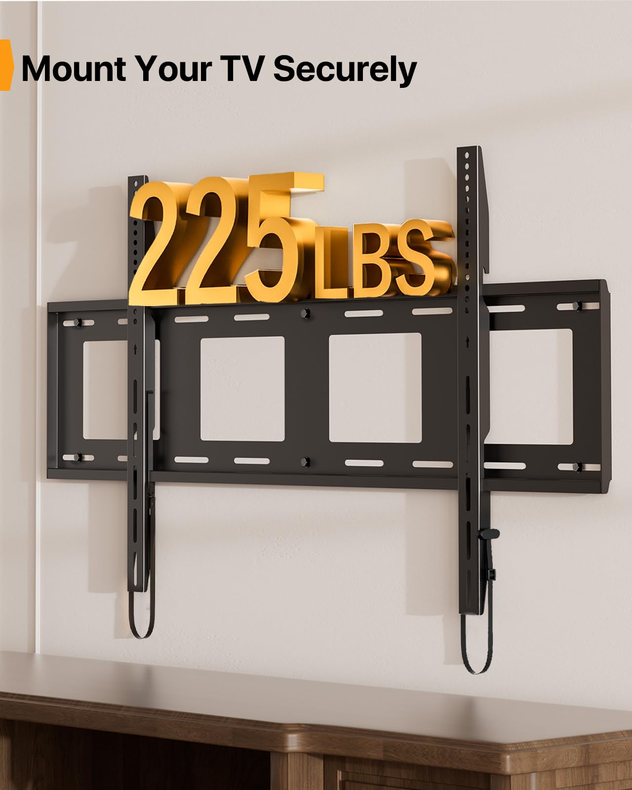 Perlegear Heavy Duty Fixed TV Wall Mount for 42"-115" TVs up to 225 lbs, Low Profile TV Mount Fits 16", 24", 32" Studs, One-Piece Bracket with Magnetic Pull Tabs, Max VESA 800x600mm