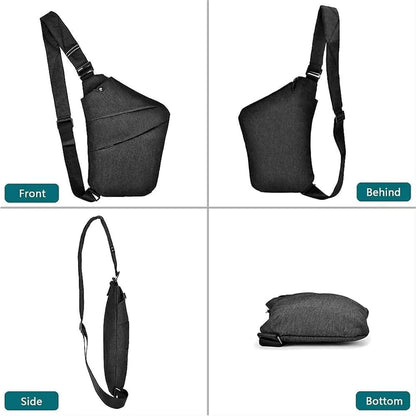 Wasserdichter Anti-Diebstahl Schulter Rucksack Sling Brust Crossbody Bag Abdeckpack Rucksack Fahrrad Sport (B13-007 Schwarz-linke Hand)