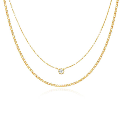 Tewiky Dainty 14k Gold Plated/Silver Cubic Zirconia Necklaces for Women, Simple CZ Jewelry Necklaces Trendy Gifts