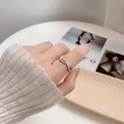 OOOPEL Sterlingsilber Verstellbarer Ring S925 Silberringe für Frauen Zirkonia Twist Liebesknoten Zarter Ring Silber Minimalistischer Offener Fingerring Silber Daumen Sterlingsilberring