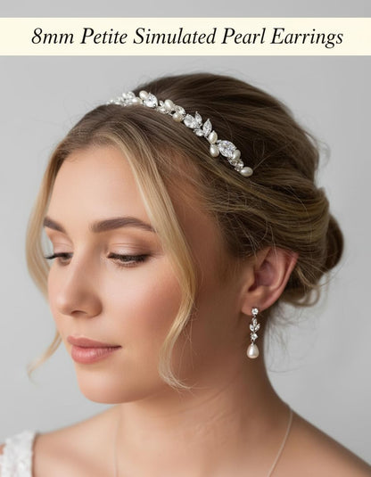 Trinckle Silber Tropfenohrringe mit Perlen, Silber Hängeohrringe für Frauen 5mm Brautperlen Lange Ohrringe für Muttertag, Weiß Boho Accessoires Hochzeitsschmuck, Silber Statement Ohrringe für Abschlussball Geburtstag