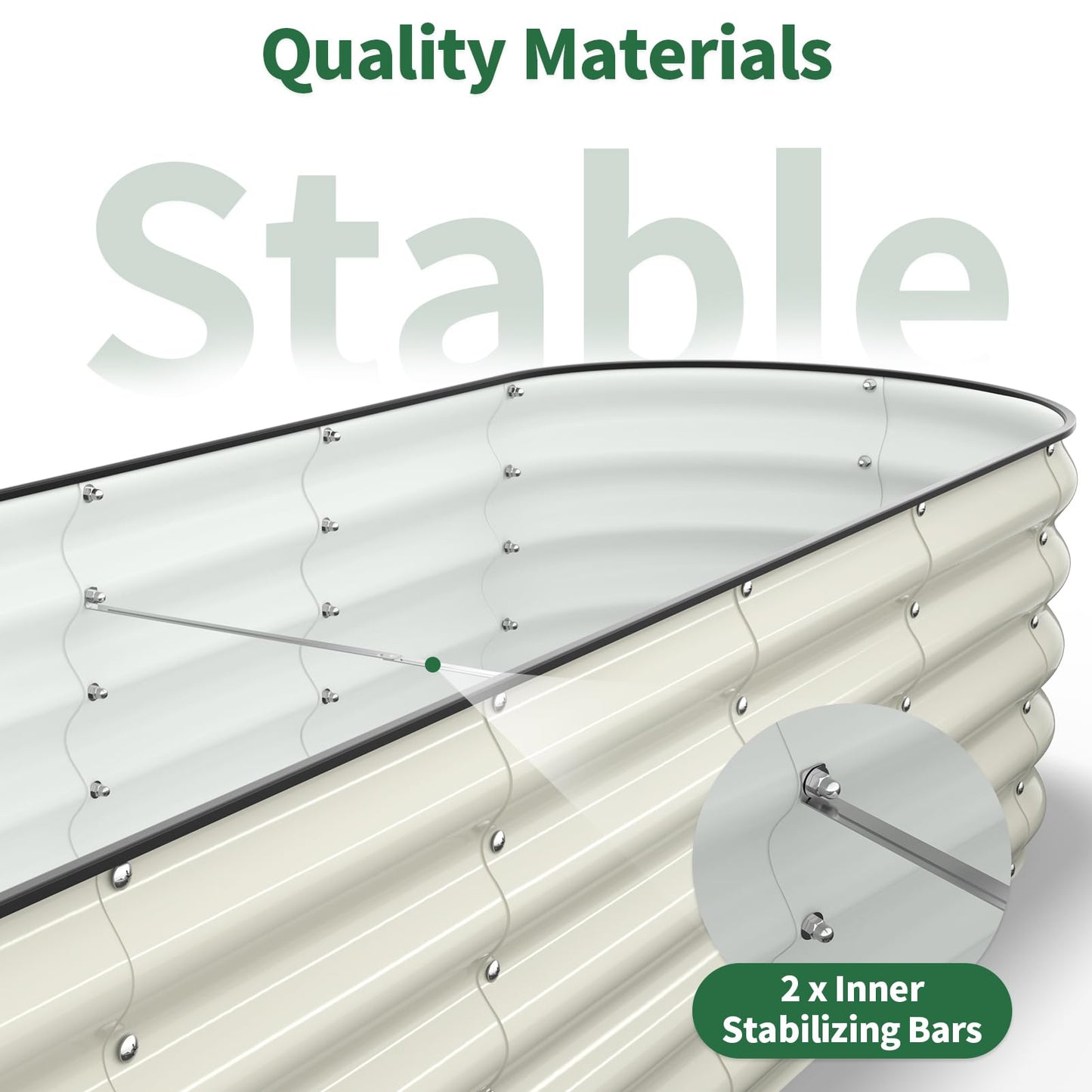 Kesfitt Raised Garden Bed, 5x2x1 FT Galvanized Steel Metal Raised Garden Bed, Oval Open-Bottom Design, 12-Inch Deep for Outdoor Vegetable & Herb Gardening, Fruit Green