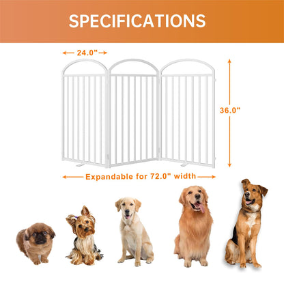 SNUOWU 4 Panels Full Matel Freestanding Dog Gates with Door, 96"Extra Wide 36"Tall Free Standing Dog Pet Gate for Indoor & Outdoor. Foldable Pet Fences for Doorways, House, Stairs, Porch, Deck, Yard