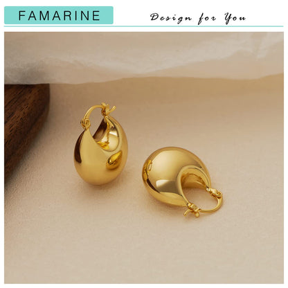 FAMARINE Gold Chunky Creolen für Damen, 0,8 Zoll Gold Creolen Huggie Ohrringe für Herren