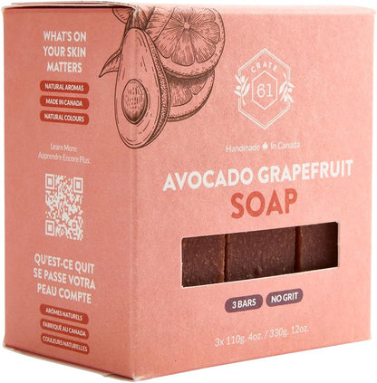 CRATE 61 ORGANICS Vegane Naturseife, handgemachte Seife mit hochwertigen ätherischen Ölen, kaltgepresst für Gesicht und Körper für Männer und Frauen, 3er-Pack (4 oz, Riegel) (Eucamint)