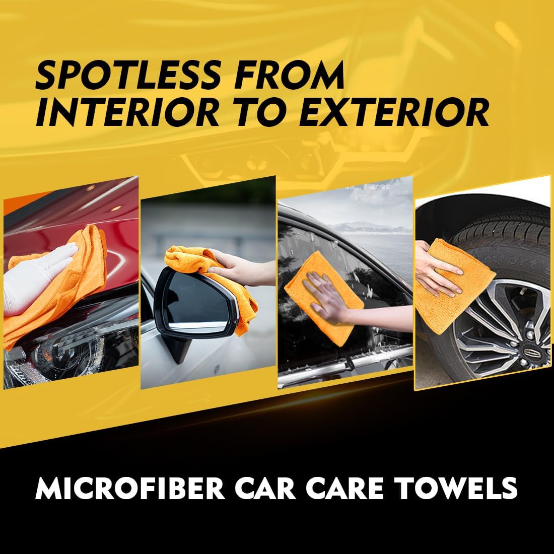 HOMEXCEL Mikrofasertuch 12er-Pack, 31,75 x 31,75 cm Mikrofasertücher für Autos, ultra-saugfähiges Autowaschtuch, fusselfreie, streifenfreie Reinigungstücher für Auto, Küche und Fenster (Grau)