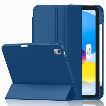 iMieet Case for iPad (A16)/iPad 10th Generation [11-Inch 2025/10.9 Inch 2022], Trifold Stand Smart Cover with Pencil Holder and Soft TPU Back, Supports Touch ID(Black)