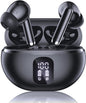 Wireless Earbuds, Bluetooth 5.4 Headphones with 50H Playback, Deep Bass Stereo Ear Buds Clear Calls with LED Power Display, Wireless Headphones with Noise Cancelling Mic for Phone/Laptop, Carbon black