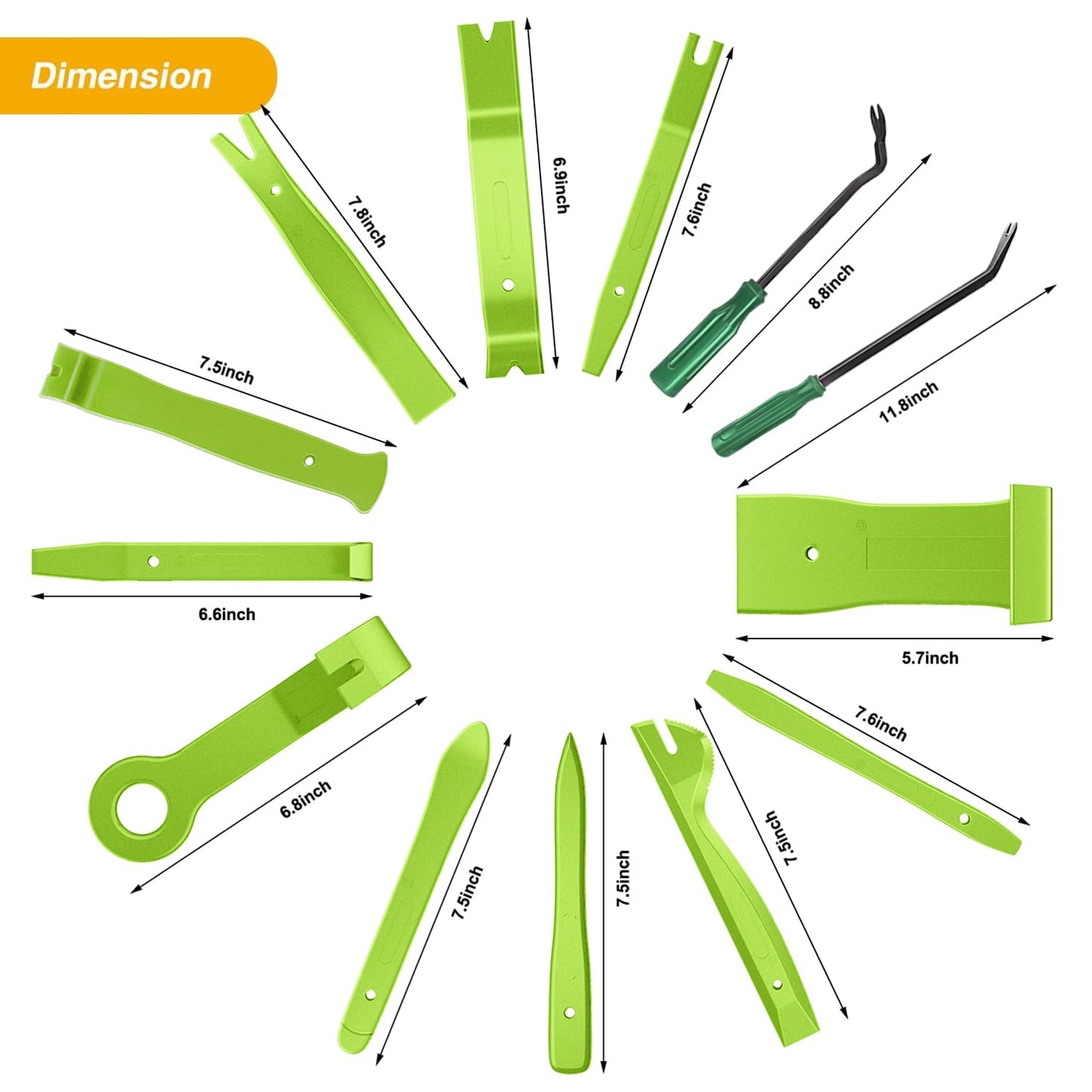 GOOACC 5PCS Auto Trim Removal Tool Kit No-Scratch Pry Tool Kit for Car Door Clip Panel & Audio Dashboard Dismantle -5PCS
