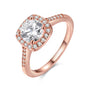 Uloveido Charm Rose Gold Plated Square CZ Crystal Wedding Engagement Rings for Women KR002