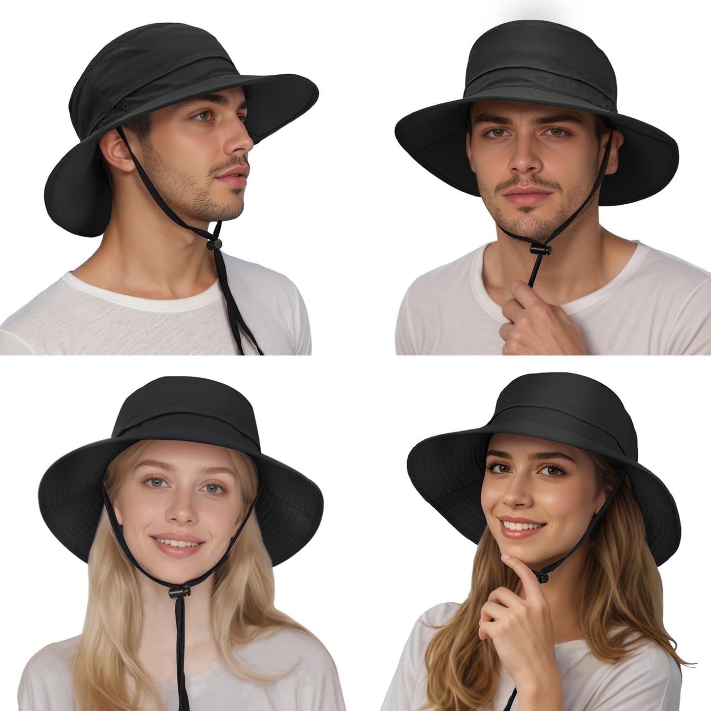 Sonnenhut für Herren und Damen UPF 50+ Schutz – Breiter Krempenhut für Outdoor-Wandern, Wasserabweisender faltbarer Hut zum Angeln