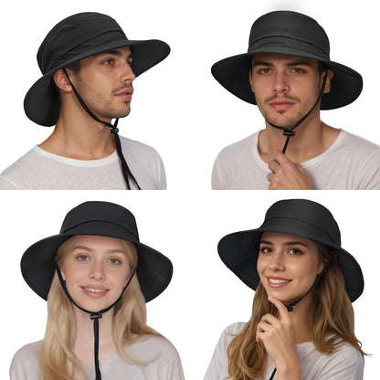 Sonnenhut für Herren und Damen UPF 50+ Schutz – Breiter Krempenhut für Outdoor-Wandern, Wasserabweisender faltbarer Hut zum Angeln