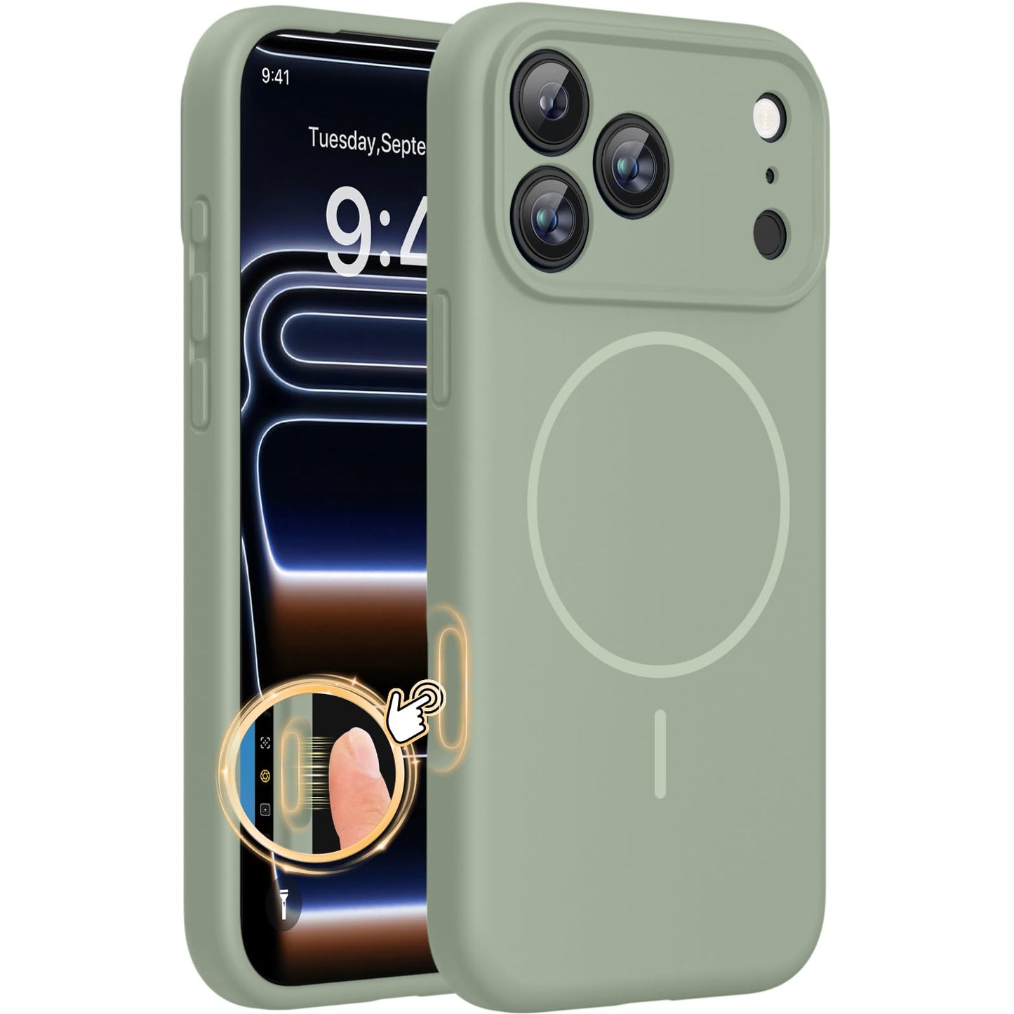 Miracase Magnetic for iPhone 17 Pro Case, Compatible with MagSafe, Integrated Silicone Camera Control Cover, 3.0mm Thicken Shockproof Drop Protection Phone Case for 17 Pro,Dark Blue