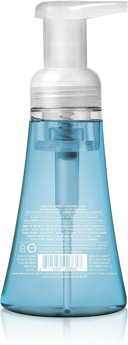 Method Schaumseife für die Hände, Biologisch Abbaubare Formel mit Schaumseifenspender aus 100 % Recyceltem Plastik, Duftnote Waterfall, 300 ml Seifenpumpflaschen, 3er-Pack, Klar
