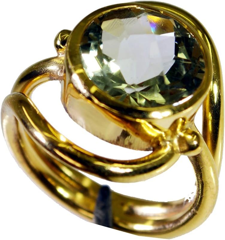 Genuine Green Amethyst Gold Plated Rings for Women Indian Fashion Jewelry Gift Gemstone