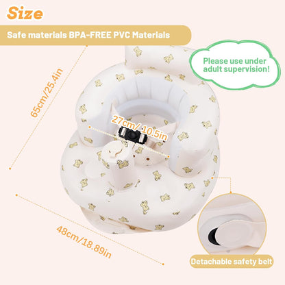 Aufblasbarer Babysitz, aufblasbarer Babystuhl für Babys ab 3 Monaten, aufblasbarer Sommerstuhl mit integrierter Luftpumpe, Baby-Bodensitz zum Sitzenlernen, Spielen, Campen, Orange