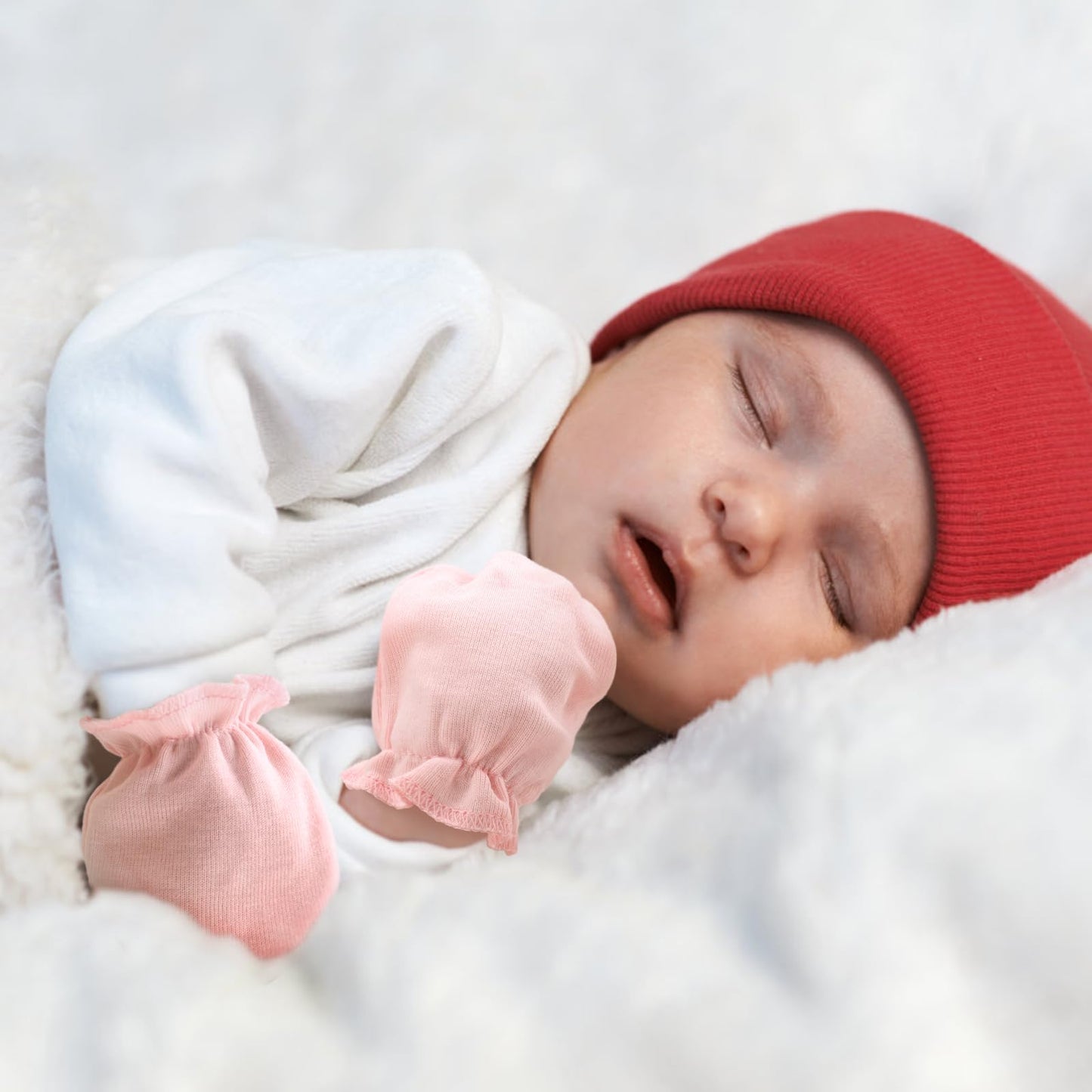 BQUBO Baby Fäustlinge Kratzschutz Handschuhe aus Baumwolle mit elastischem Bündchen Hypoallergen für Neugeborene und Babys von 0-6 Monaten Jungen und Mädchen