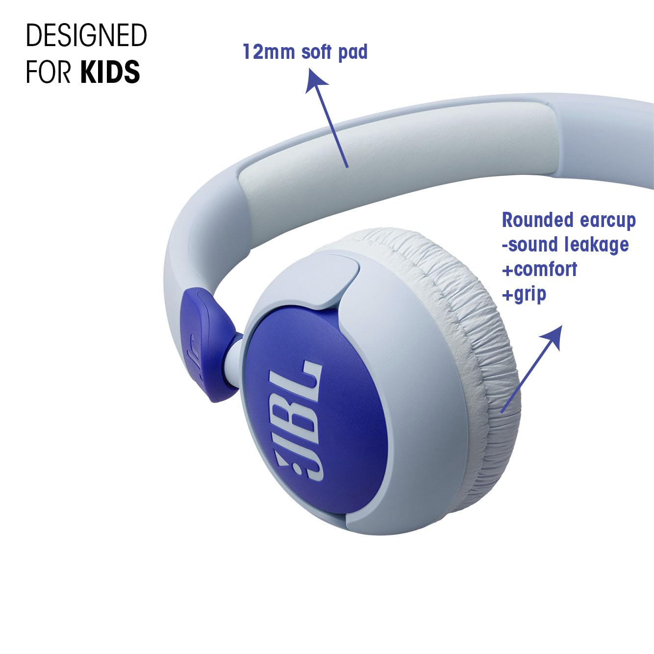 JBL Junior 320 – Kabelgebundene On-Ear Kinderkopfhörer mit sicherem Sound (<85dB), integriertem Mikrofon, kindgerechter Passform und anpassbar mit beiliegenden Stickern (Lila)