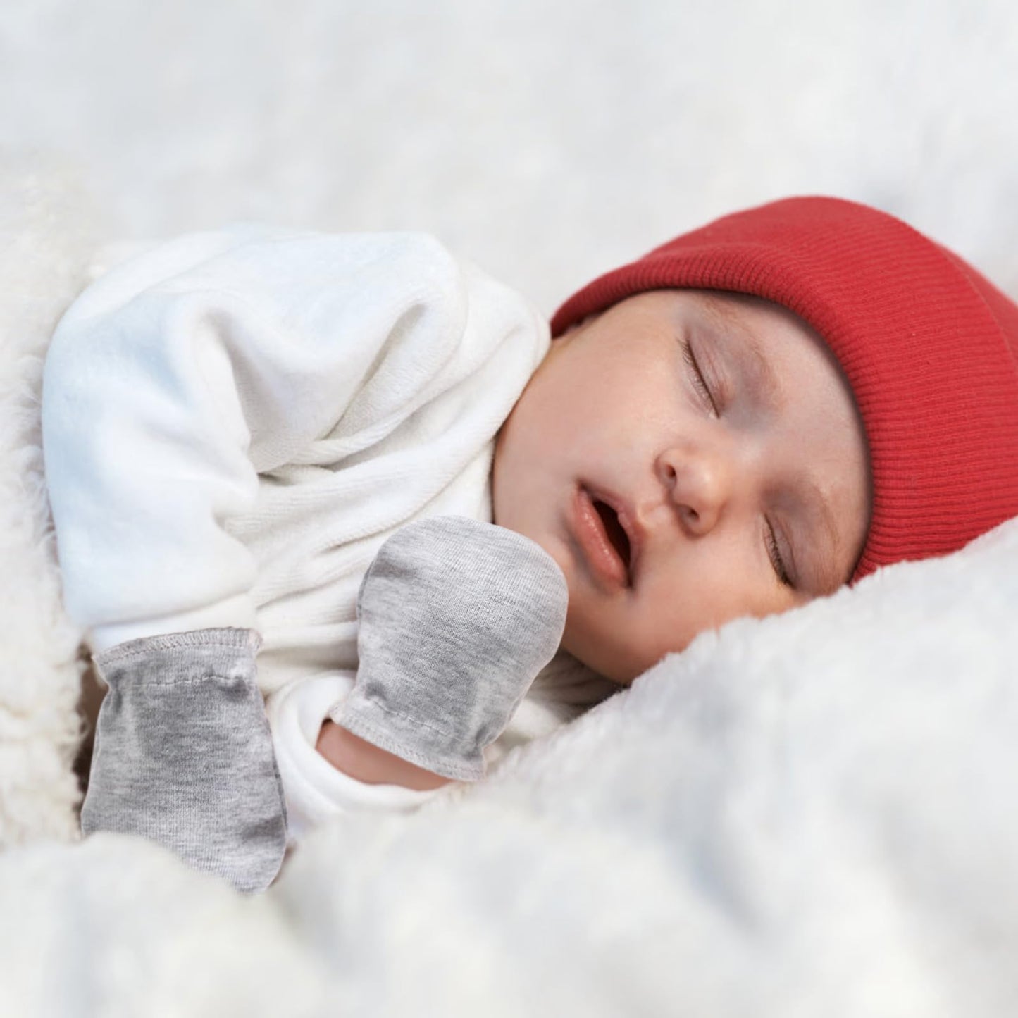 BQUBO Baby Fäustlinge Kratzschutz Handschuhe aus Baumwolle mit elastischem Bündchen Hypoallergen für Neugeborene und Babys von 0-6 Monaten Jungen und Mädchen