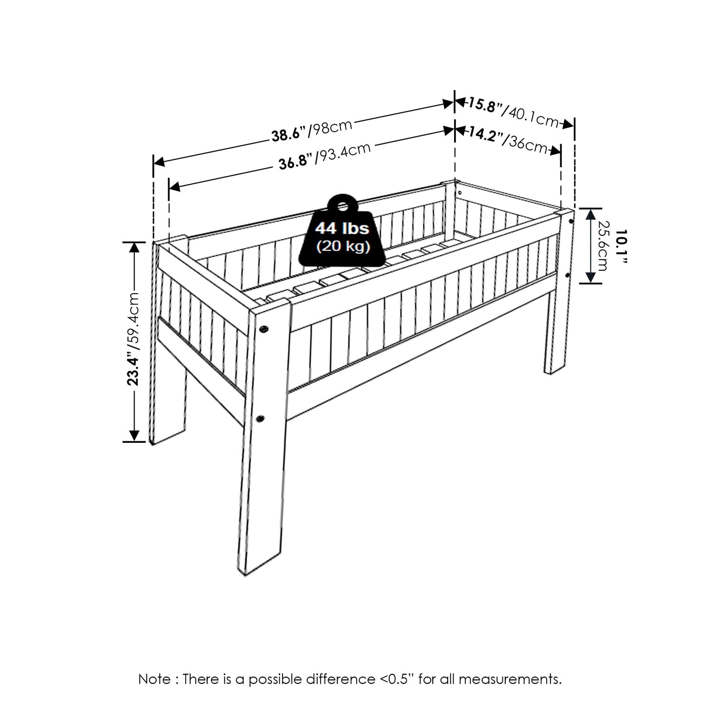 Furinno FG17478 Tioman Outdoor Patio Furniture Hardwood Potting Bench, Natural