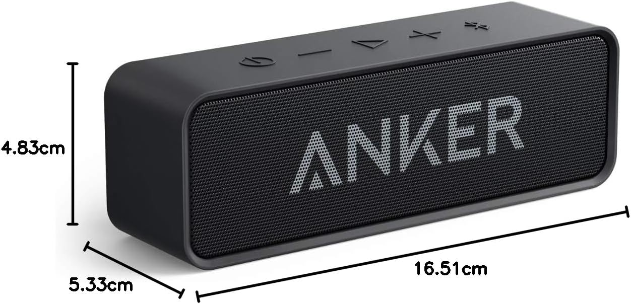 Upgraded, Anker Soundcore Bluetooth Speaker with IPX5 Waterproof, Stereo Sound, 24H Playtime, Portable Wireless Speaker for iPhone, Samsung and More