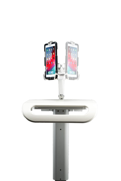 Rolling Medical Workstation – CTA Height Adjustable Mobile Secure Medical Workstation Cart for iPad 10th Gen 10.9" - 7/8/9 Gen 10.2”- Pro 11” - Air 4 - Galaxy Tab S3 - White (QPAD-HRSW)