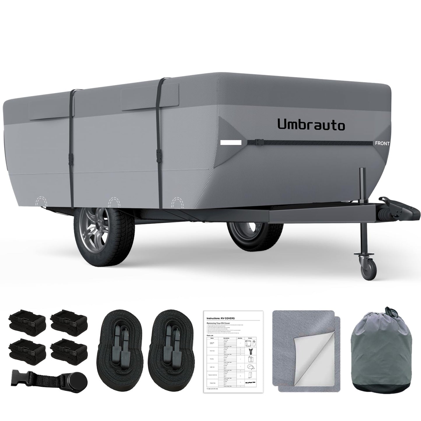 Umbrauto Class C RV Cover Fits 29-32’, Class C Motorhome Camper Cover, Heavy Duty 7 Layers Top Windproof Breathable RV Cover with 3Pcs Extra Straps, Adhesive Repair Patches, 6 Gutter Covers