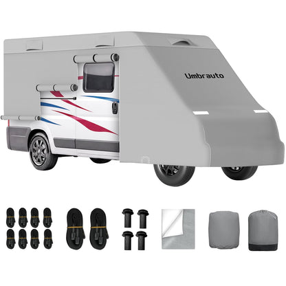 Umbrauto Class C RV Cover Fits 29-32’, Class C Motorhome Camper Cover, Heavy Duty 7 Layers Top Windproof Breathable RV Cover with 3Pcs Extra Straps, Adhesive Repair Patches, 6 Gutter Covers