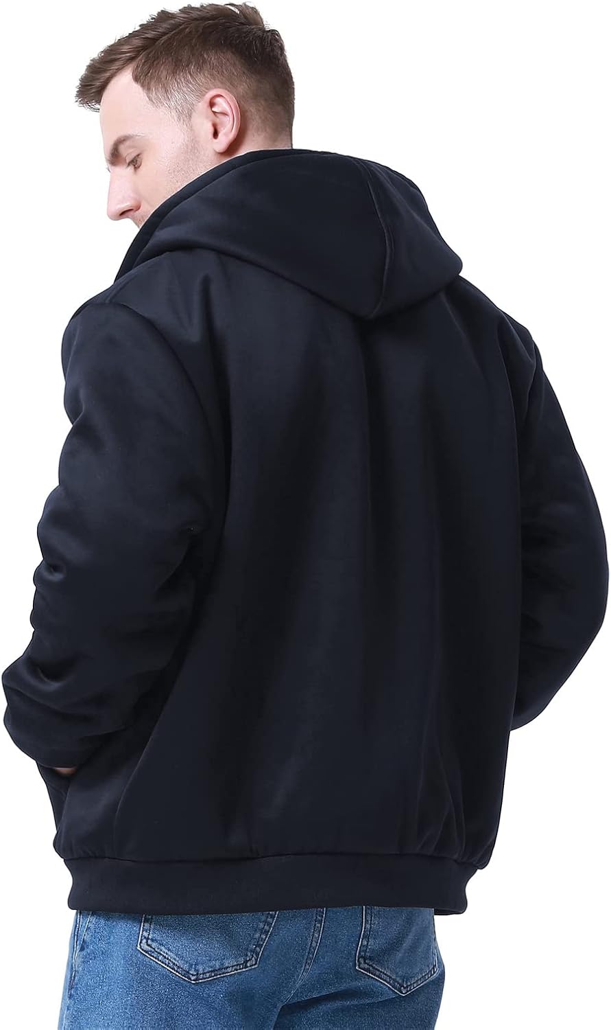 Herren-Hoodie, schweres Fleece-Futter, verdickt, warm, mit Kängurutasche für Outdoor und Freizeit