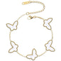 AICase 18K Gold Plated Clover Bracelet Dupes Gold/White/Black Bracelet Set for Women Flower Leaf Lucky Clover Bracelets Trendy Jewelry Birthday Gifts for Women/MoM/Friends