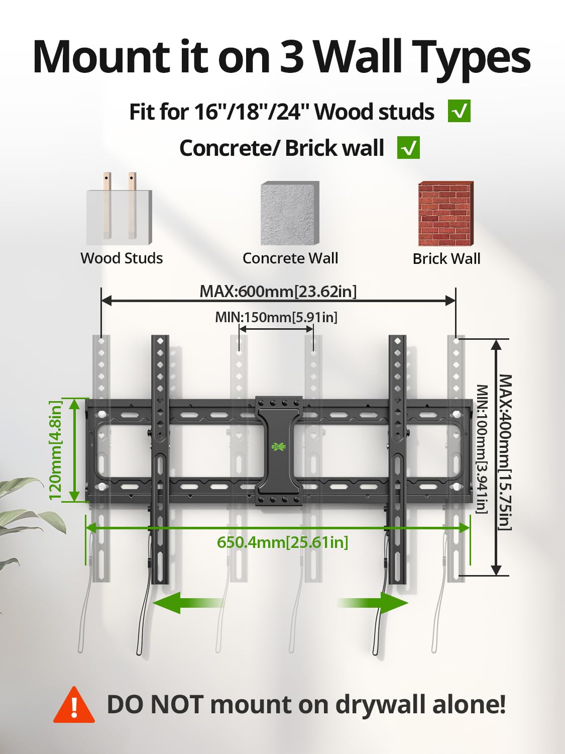 Full Motion TV Wall Mount for Most 37"-84" Flat Screen TV, Swivel or Tilt TV Wall Bracket with Dual Articulating Arms, for 12"-16" Wood Studs, Max VESA 600x400mm, Load 120 lbs by USX MOUNT
