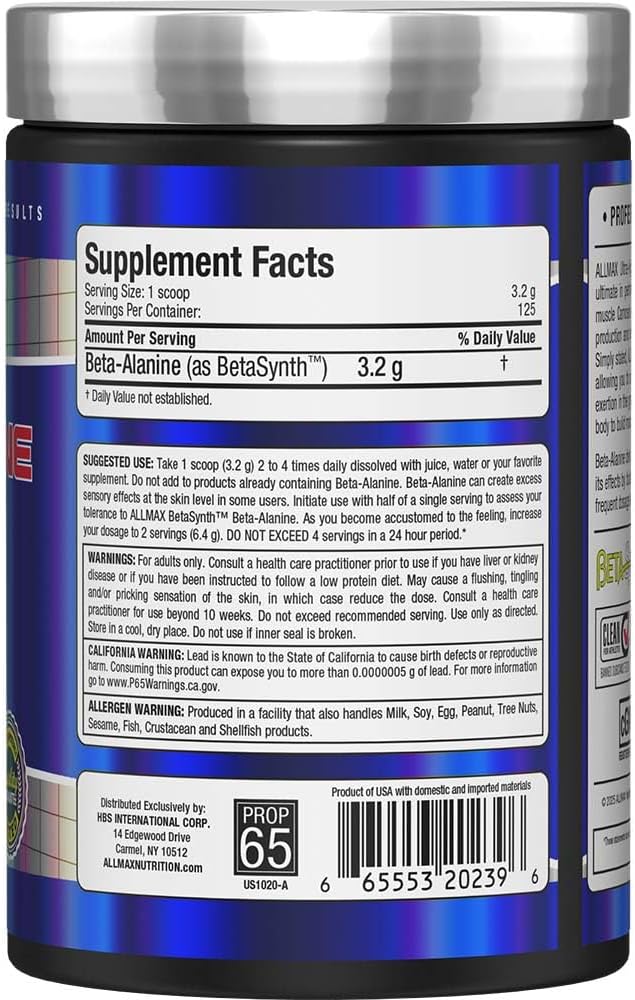 AllMax Beta-Alanine (BetaSynth) Pure Beta Alanine, 400 Grams