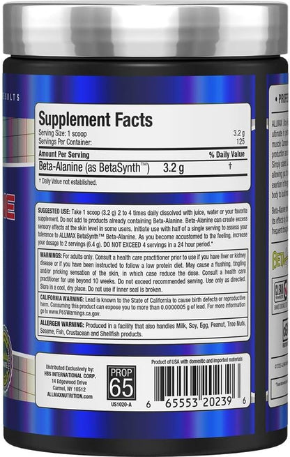 AllMax Beta-Alanine (BetaSynth) Pure Beta Alanine, 400 Grams