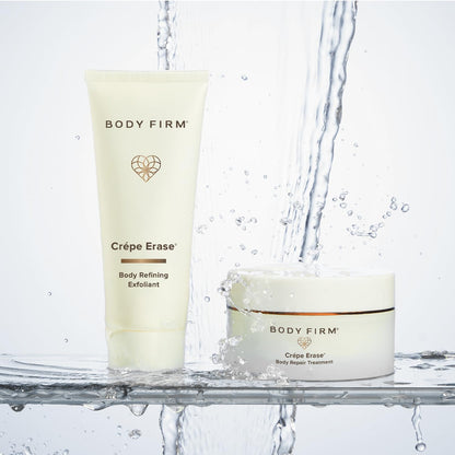 BODY FIRM Crepe Erase 2-Step Treatment, Anti-Aging Skin Care, Firming Moisturizer Cream + Body Exfoliating Pre-Treatment, Supports Wrinkle, Crepe Skin, Collagen