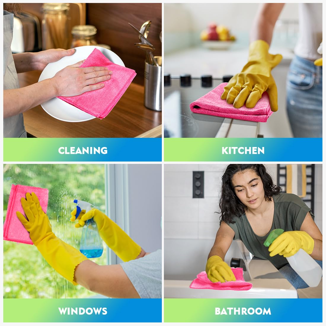 HOMEXCEL Microfiber Cleaning Cloth 12 Pack, 12.5 x 12.5 inch Microfiber Towels for Cars, Ultra Absorbent Car Washing Cloth, Lint Free Streak Free Cleaning Rags for Car, Kitchen, and Window (Grey)