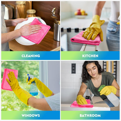 HOMEXCEL Microfiber Cleaning Cloth 12 Pack, 12.5 x 12.5 inch Microfiber Towels for Cars, Ultra Absorbent Car Washing Cloth, Lint Free Streak Free Cleaning Rags for Car, Kitchen, and Window (Grey)