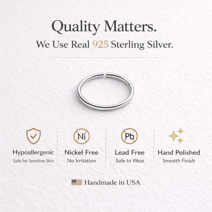 LUCKYJEWUS Small Thin Gold or Sterling Silver Nose Ring Hoop for Women, Tiny Nose Piercing jewelry