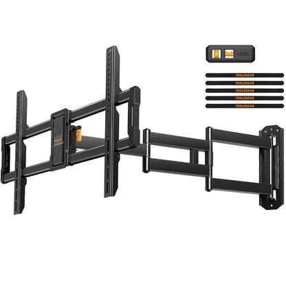 Perlegear Corner TV Wall Mount Long Arm TV Mount Bracket for 37-75 Inch TVs-Full Motion Wall Mount with 32.37” Extension & Swivel Articulating Arm & Tilt, MAX VESA 600x400mm, Holds up to 100 lbs